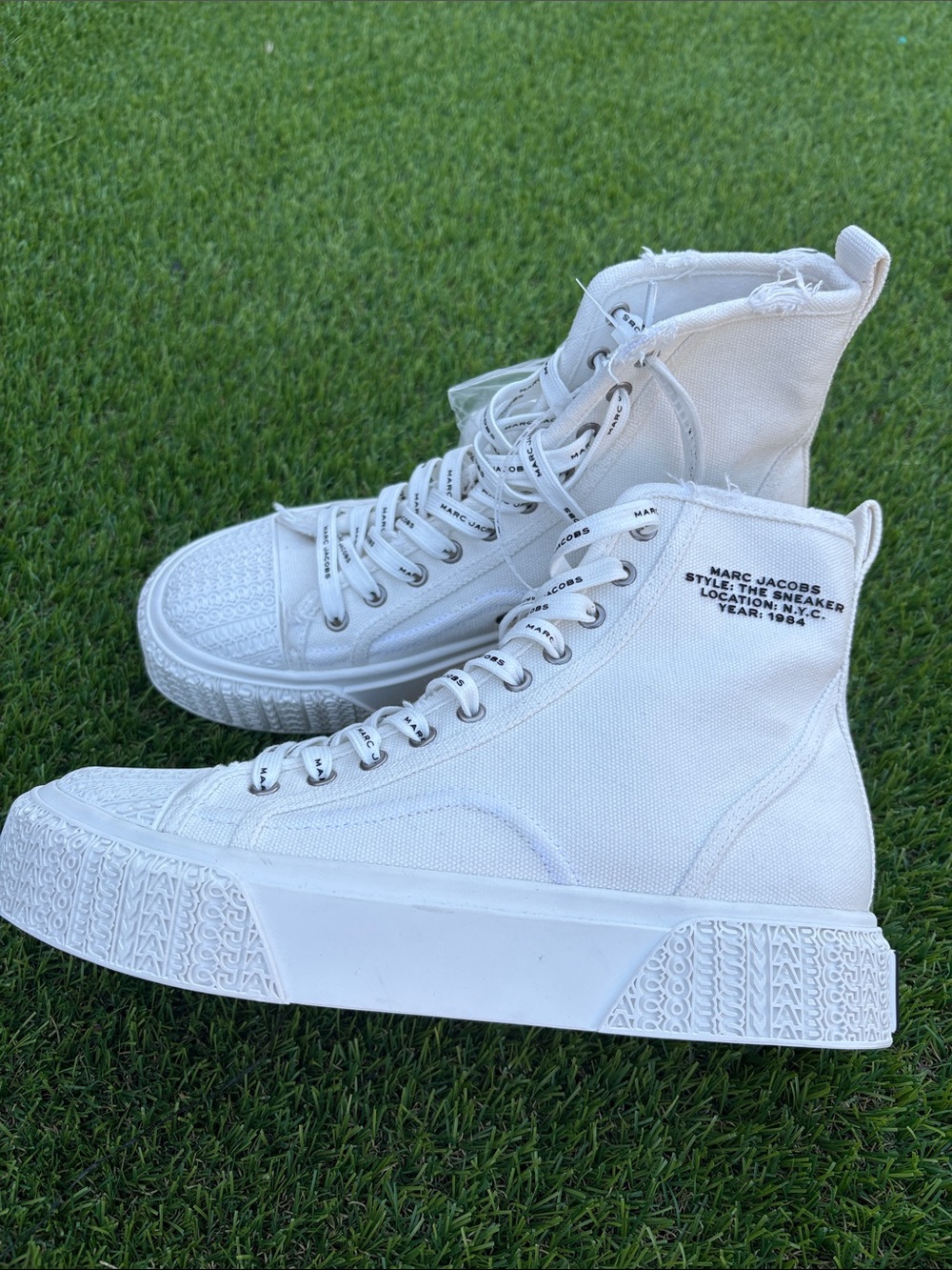 Marc Jacobs White Platform High-Top Canvas Sneakers